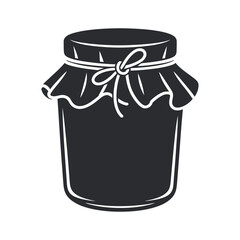 Silhouette of a Glass Jar with Fabric Lid and String Tie