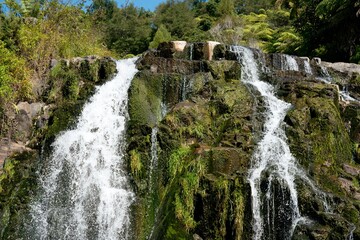 Close View of Owharoa Falls on a Sunny Summer Day