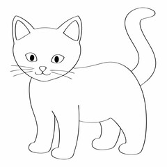 Cat coloring page simple and minimal line art illustration on white background