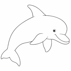Dolphin coloring page simple and minimal line art illustration on white background