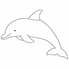 Dolphin coloring page simple and minimal line art illustration on white background