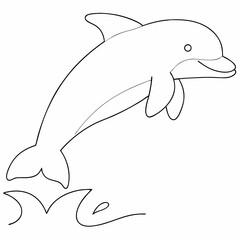 Obraz premium Dolphin coloring page simple and minimal line art illustration on white background