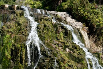 Close View of Owharoa Falls on a Sunny Summer Day