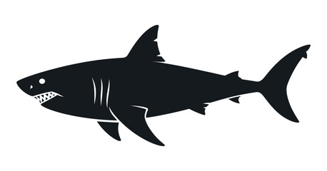 Obraz premium Black and White Shark Silhouette Illustration Vector Graphic Design