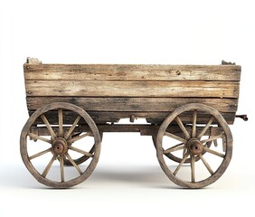 Fototapeta premium Old wooden wagon on white background