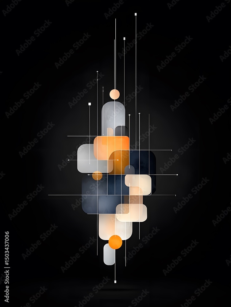 Aufkleber abstract geometric composition with floating transparent shapes