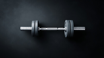 Dark gym dumbbell with fitness equipment.