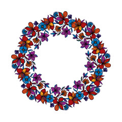Original illustration. Floral wreath in vintage style.