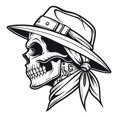 Adobe Illustrator Artwork gangster skull head Vector.