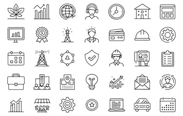 Fototapeta premium Business and Technology Outline Icons Collection