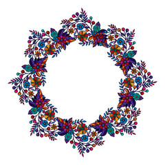 Original illustration. Floral wreath in vintage style.