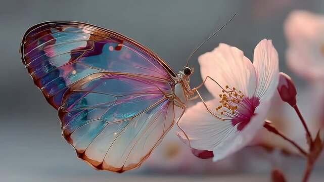 Glasswing Butterfly on a Blossom: A Delicate Dance of Nature