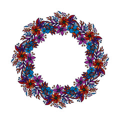 Original illustration. Floral wreath in vintage style.