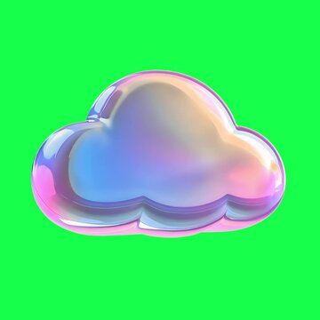 Colorful glossy cloud design animation, transparent 4K video, green screen