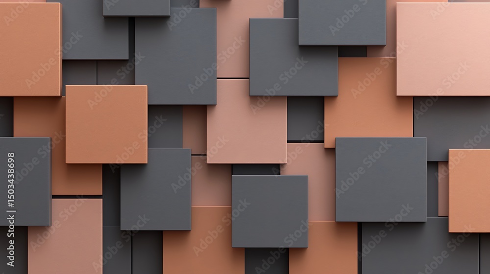 Aufkleber abstract geometric pattern of overlapping squares in warm and cool neutral tones