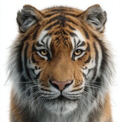 Fototapeta premium Majestic Tiger Portrait: Vibrant Stripes and Colorful Eyes in the Wild
