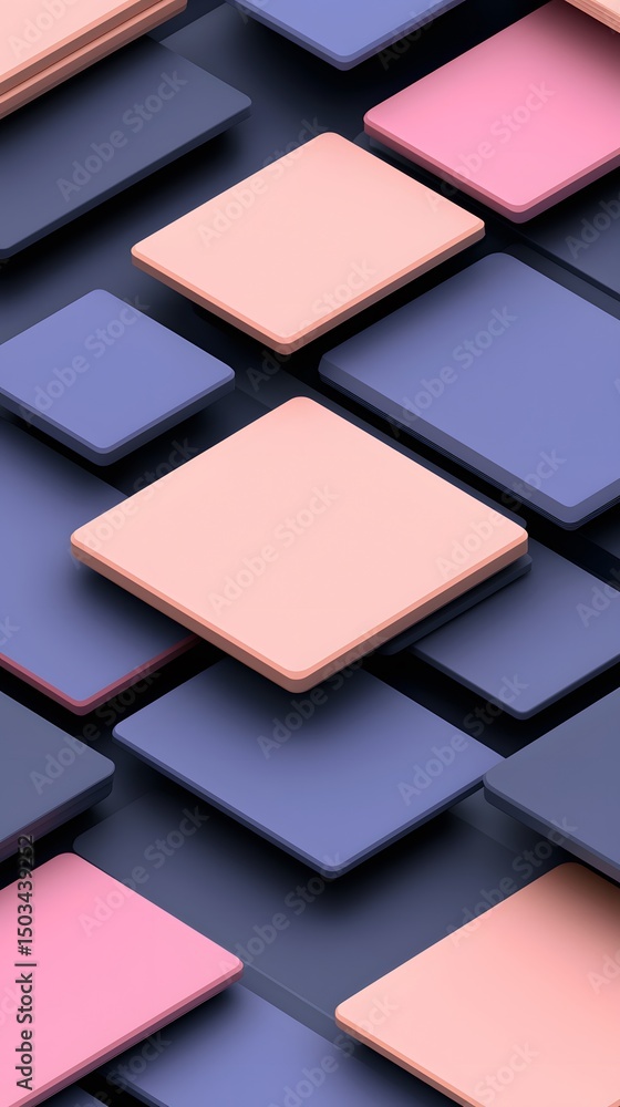 Poster abstract geometric pattern with pastel squares and rectangles