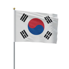 south korea flag on transparent 