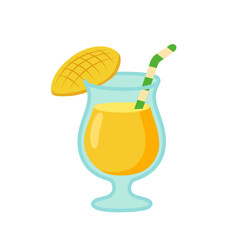 A flat vector illustration of colourful summer mango cocktail.