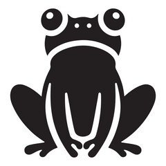 Cute Black Frog Silhouette Vector Icon