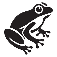 Cute Black Frog Silhouette Vector Icon