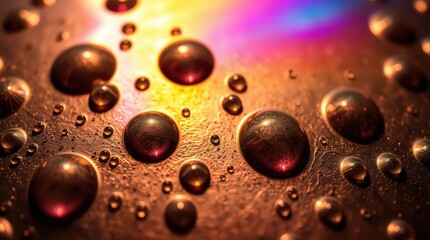 Close-up of Cast Bronze Surface with Microscopic Rainbow Bubbling Globules

