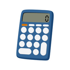 Calculator math device for accounting, financial calculation, budgeting, business, school. Electronic calculating tool isolated on white background. Colored flat vector illustration