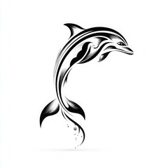 Fototapeta premium Abstract Dolphin in Black and White: Graceful Leap and Fluid Motion Art