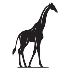 Tall Black Giraffe Silhouette Vector Illustration