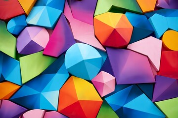 Obraz premium Vibrant Abstract Geometric Shapes Colorful Polygonal Design
