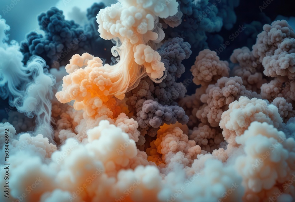 Aufkleber swirling clouds of colorful smoke creating a vibrant abstract backdrop in a dark environment
