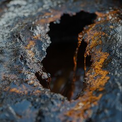 Fototapeta premium A closeup of toxic sludge oozing from a cracked industrial container captured with an HQ camera