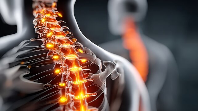 Scoliosis aggravation worsened spinal curvature under stress medical style curved spine image