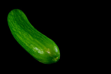 cucumber isolated on black background closeup view 