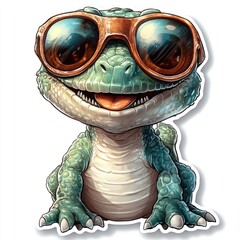 Adorable Baby Alligator Wearing Sunglasses