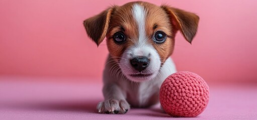 Adorable Jack Russell Puppy with Pink Toy
