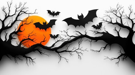 Halloween Night: Spooky Bats and Bare Trees