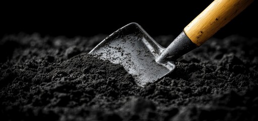 Dark Soil and Gardening Tool