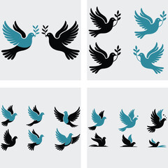 Obraz premium set of vector bird wings and flying