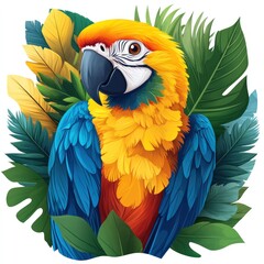 Vibrant Macaw Amidst Lush Tropical Foliage