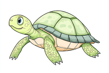 Happy Sea Turtle Cartoon Illustration.