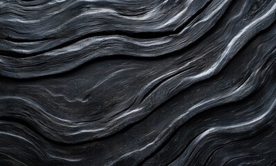 Obraz premium Dark wood grain texture, wavy pattern, close-up, background, design