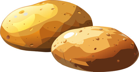 raw potatoes , A raw potato with light brown skin on a white background