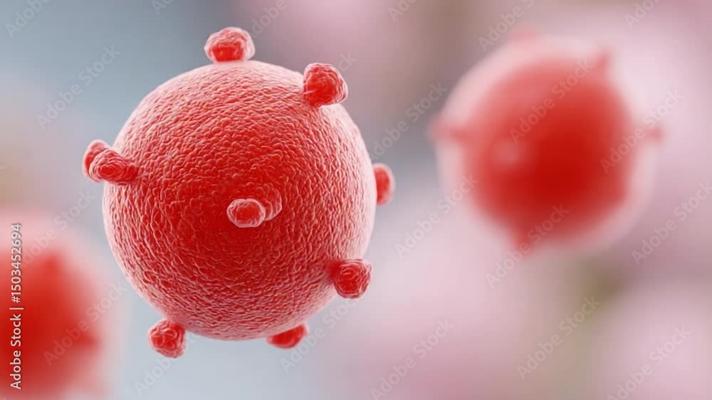 Poster microscopic marvel: an up-close visualization unveils a singular, vividly rendered virus particle, s