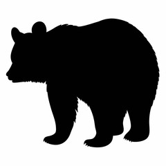 Fototapeta premium Black Silhouette of a Bear on White Background, Wild Animal Profile, Minimalist Vector Illustration
