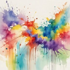 Art illustration: colorful paint splashes on paper in rainbow style