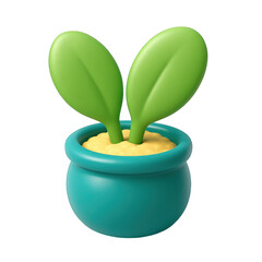 Cute 3D Render of a Plant in a Pot