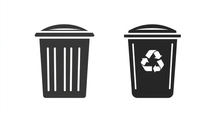 Two trash cans; one regular, one recycling