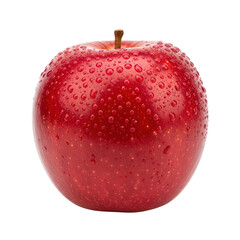 Red apple with water droplets isolated on black