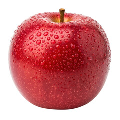 Red apple with water droplets isolated on black